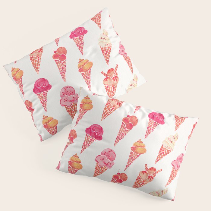 Ice Cream Cones - Pink & Peach Palette Pillow Sham Gallery Image 1