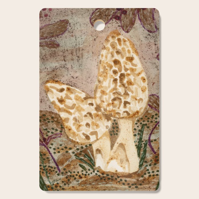 Little Morel Mushrooms in Warm Brown Cutting Board Gallery Image 1