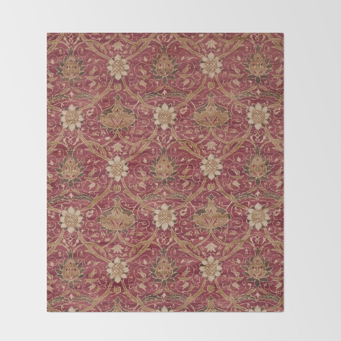 William Morris Vintage Montreal Russet Throw Blanket Gallery Image 2