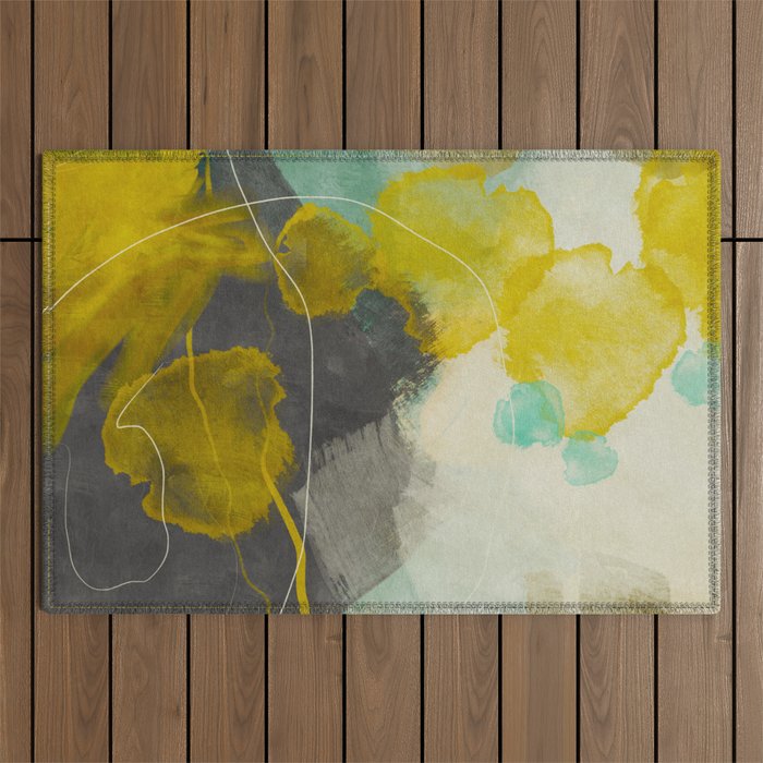 summer landscape triptych 3 abstract art Outdoor Rug Gallery Image 1