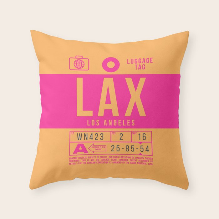 Luggage Tag B - LAX Los Angeles USA Throw Pillow Gallery Image 6