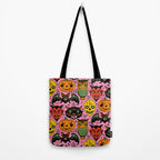 Retro Halloween in Pink - Skull Black Cat Devil Pumpkin Bat Owl Motifs Tote Bag Gallery Image 2
