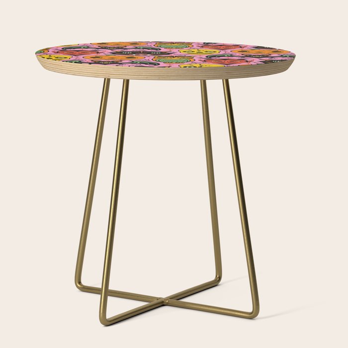Retro Halloween in Pink - Skull Black Cat Devil Pumpkin Bat Owl Motifs Side Table Gallery Image 1
