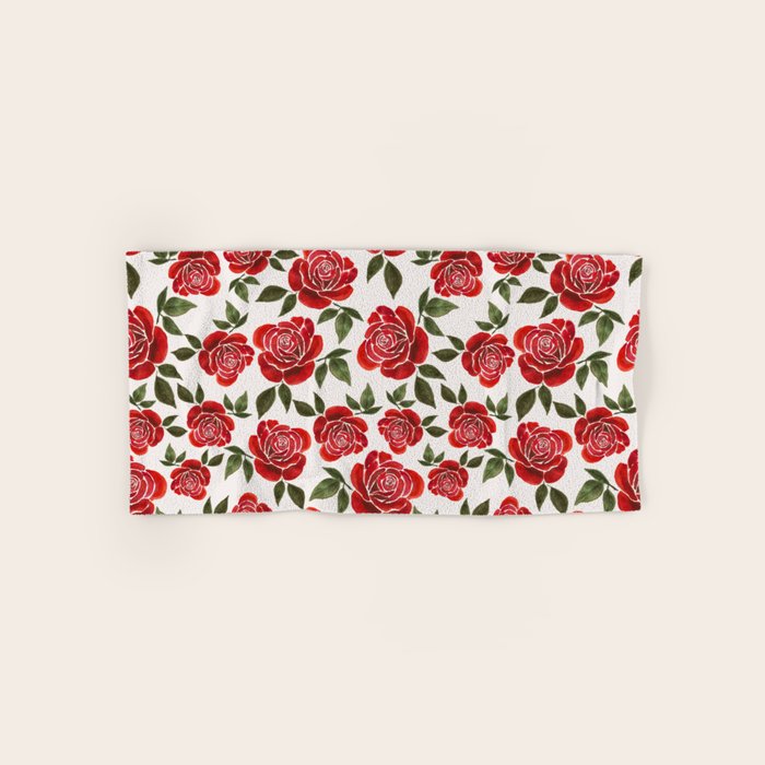 Rose Watercolor Pattern Bath Towel Gallery Image 1