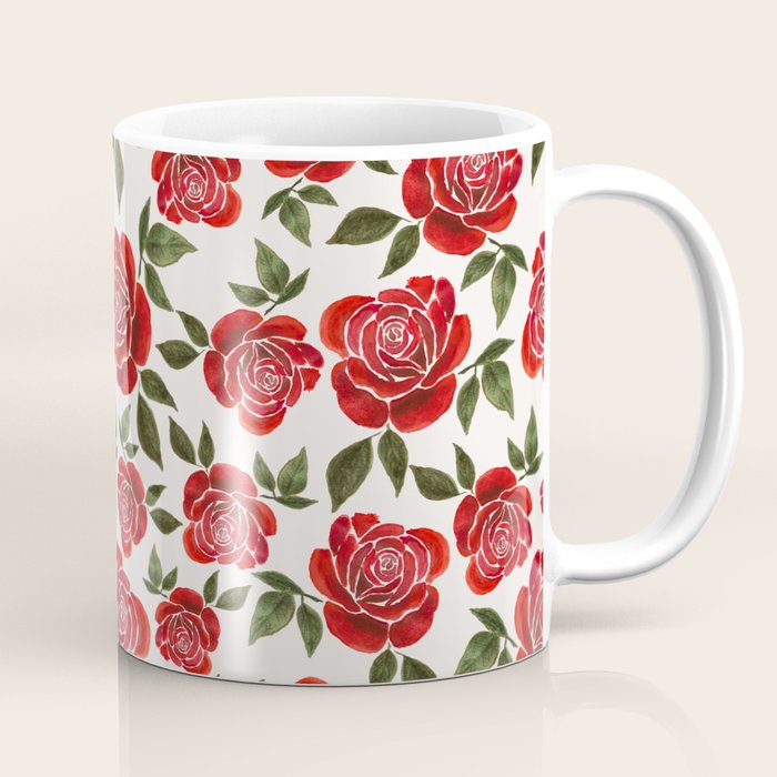 Rose Watercolor Pattern Coffee Mug Gallery Image 1