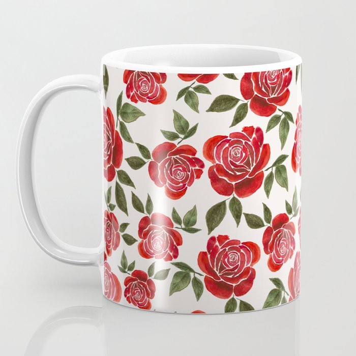 Rose Watercolor Pattern Coffee Mug Gallery Image 3