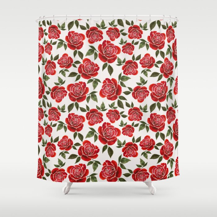 Rose Watercolor Pattern Shower Curtain Gallery Image 1