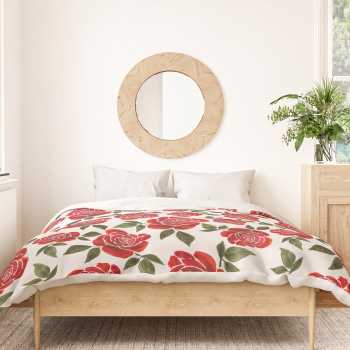 Rose Watercolor Pattern Duvet Cover Gallery Image 3