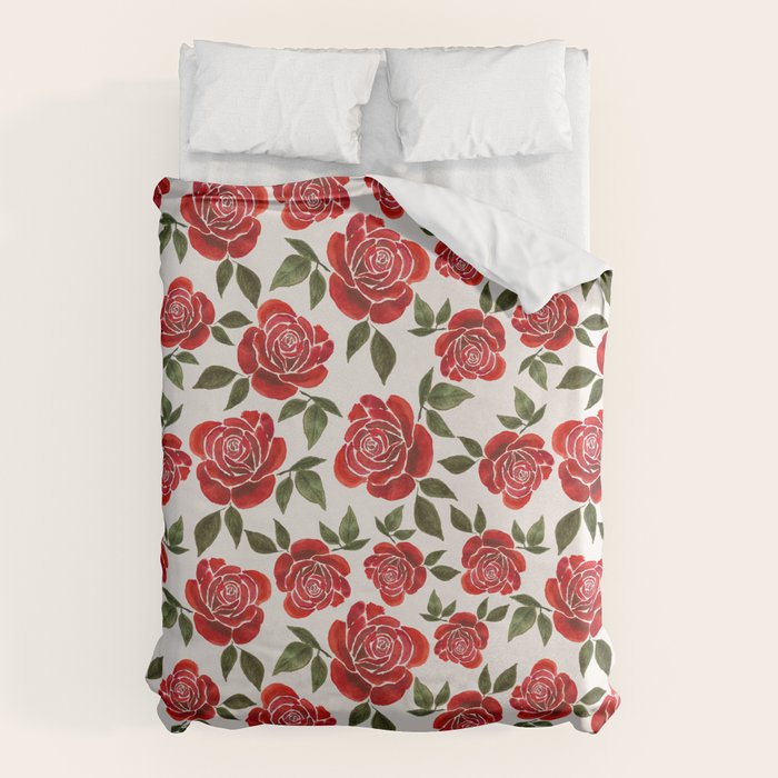 Rose Watercolor Pattern Duvet Cover Gallery Image 1