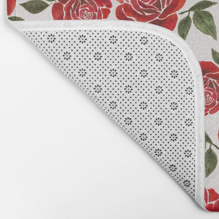 Rose Watercolor Pattern Bath Mat Gallery Image 2