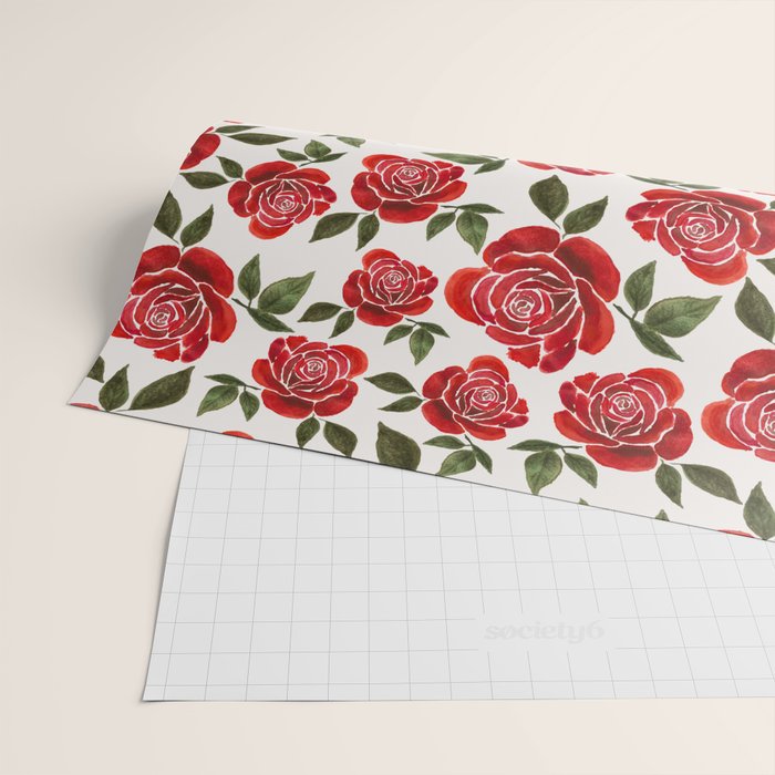 Rose Watercolor Pattern Wrapping Paper Gallery Image 2