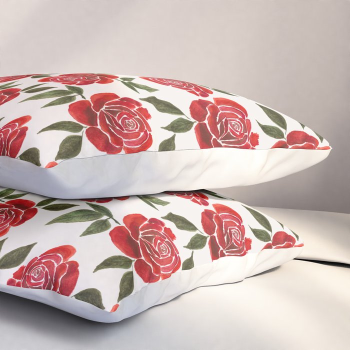 Rose Watercolor Pattern Pillow Sham Gallery Image 3