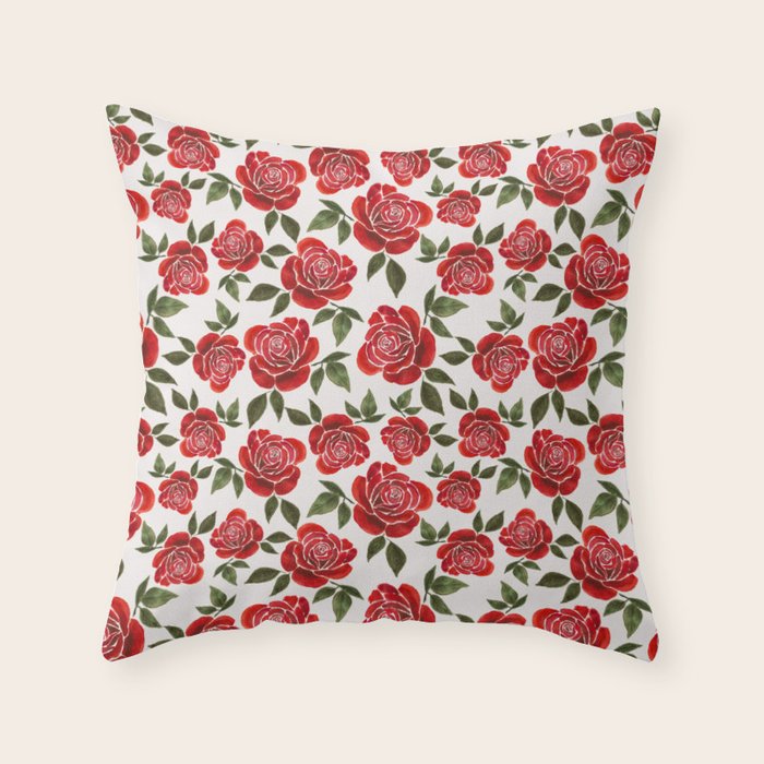 Rose Watercolor Pattern Throw Pillow Gallery Image 6