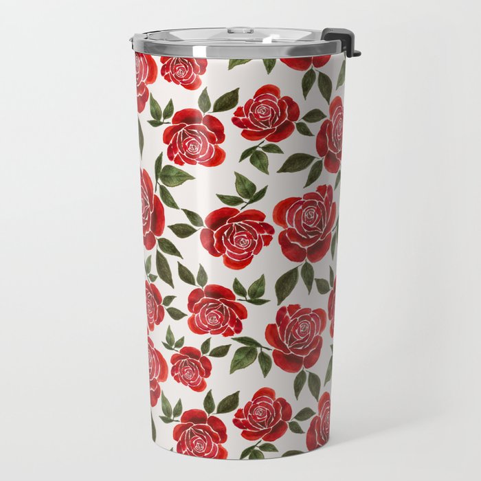 Rose Watercolor Pattern Travel Mug Gallery Image 2