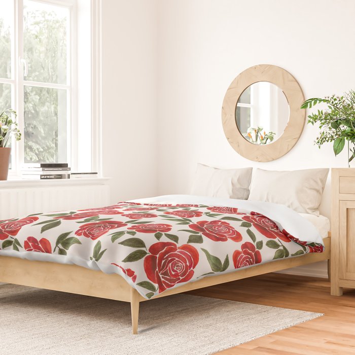 Rose Watercolor Pattern Duvet Cover Gallery Image 2