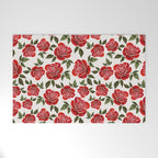 Rose Watercolor Pattern Welcome Mat Gallery Image 1