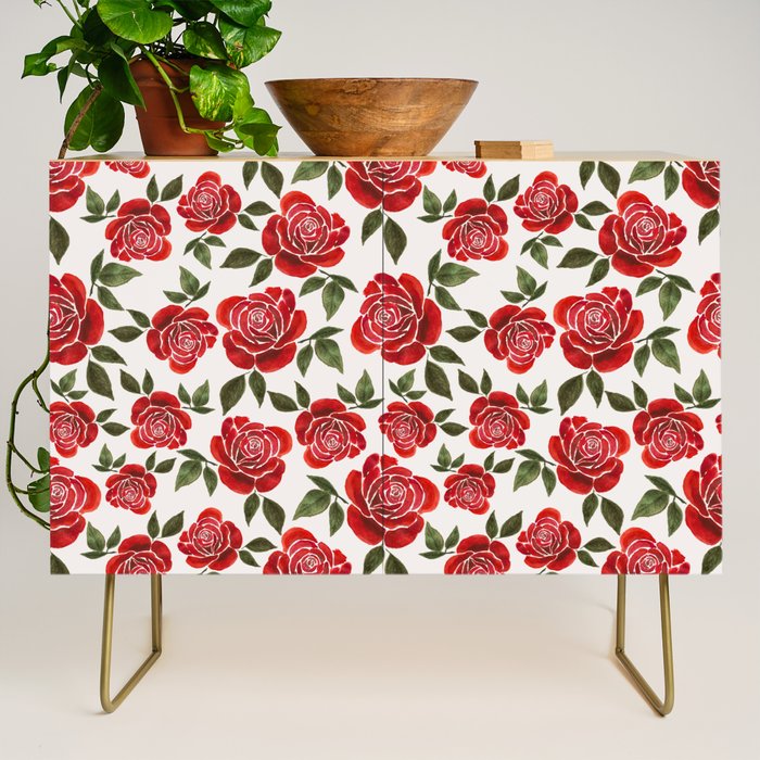 Rose Watercolor Pattern Credenza Gallery Image 1