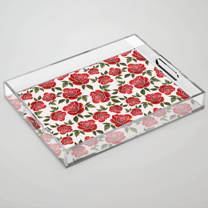 Rose Watercolor Pattern Acrylic Tray Gallery Image 1