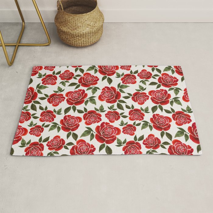 Rose Watercolor Pattern Rug Gallery Image 1