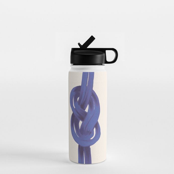 Minimalist Knot Art in Rich Blue Tones Elegant Abstract Illustration Water Bottle Gallery Image 1