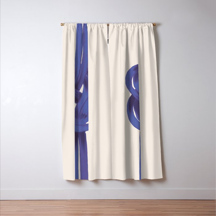 Minimalist Knot Art in Rich Blue Tones Elegant Abstract Illustration Window Curtain Gallery Image 3