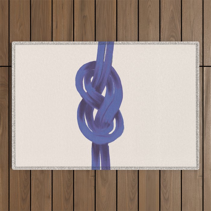 Minimalist Knot Art in Rich Blue Tones Elegant Abstract Illustration Outdoor Rug Gallery Image 1