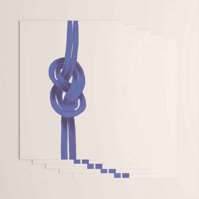 Minimalist Knot Art in Rich Blue Tones Elegant Abstract Illustration Wrapping Paper Gallery Image 3