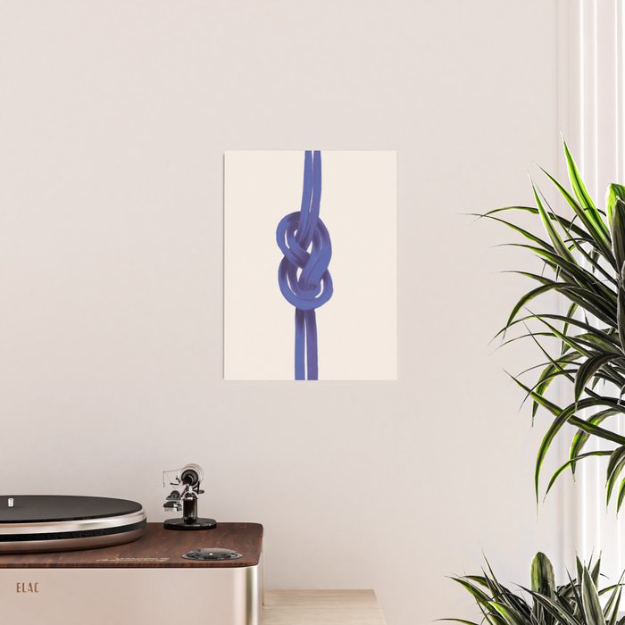 Minimalist Knot Art in Rich Blue Tones Elegant Abstract Illustration Poster Gallery Image 2