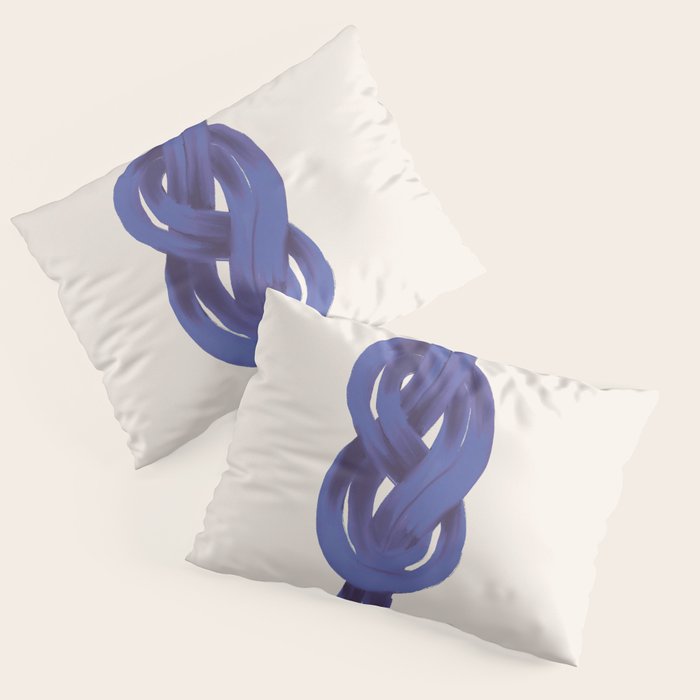 Minimalist Knot Art in Rich Blue Tones Elegant Abstract Illustration Pillow Sham Gallery Image 1