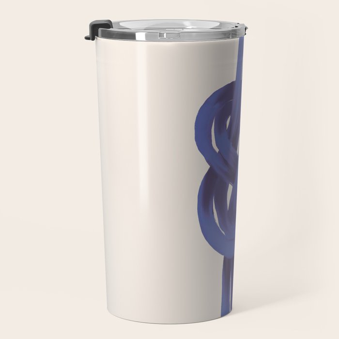 Minimalist Knot Art in Rich Blue Tones Elegant Abstract Illustration Travel Mug Gallery Image 3