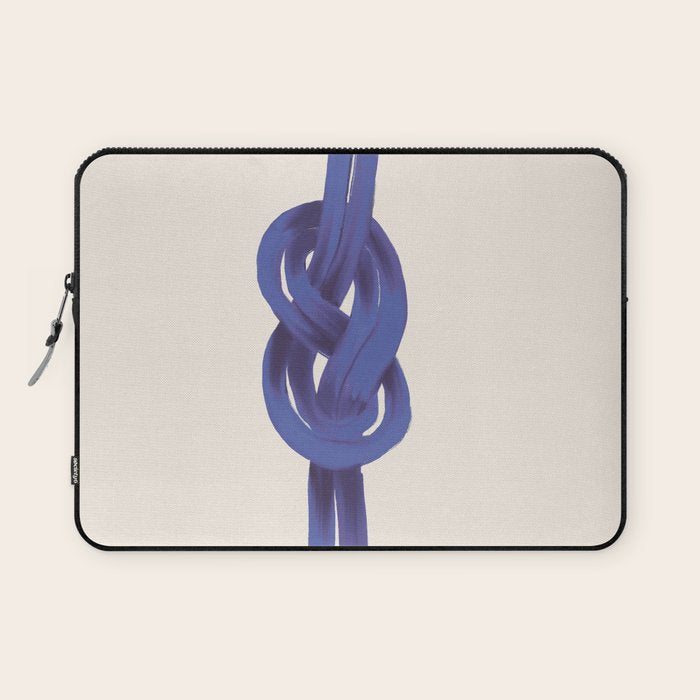 Minimalist Knot Art in Rich Blue Tones Elegant Abstract Illustration Laptop Sleeve Gallery Image 1