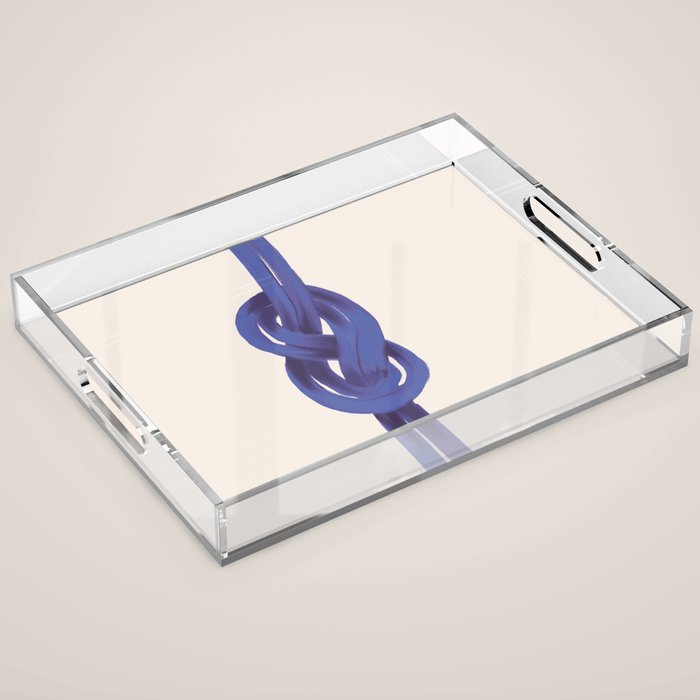 Minimalist Knot Art in Rich Blue Tones Elegant Abstract Illustration Acrylic Tray Gallery Image 1