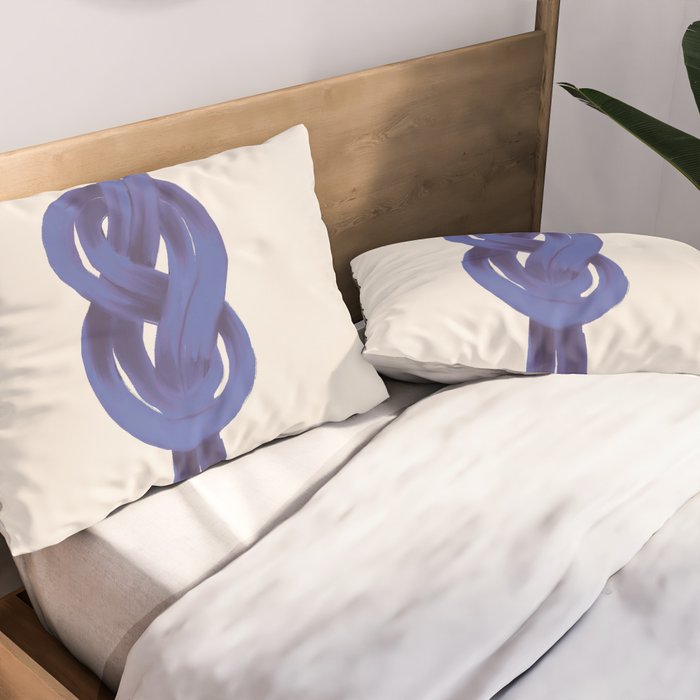 Minimalist Knot Art in Rich Blue Tones Elegant Abstract Illustration Pillow Sham Gallery Image 2