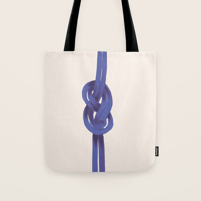 Minimalist Knot Art in Rich Blue Tones Elegant Abstract Illustration Tote Bag Gallery Image 1