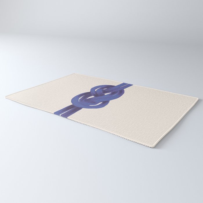 Minimalist Knot Art in Rich Blue Tones Elegant Abstract Illustration Rug Gallery Image 3