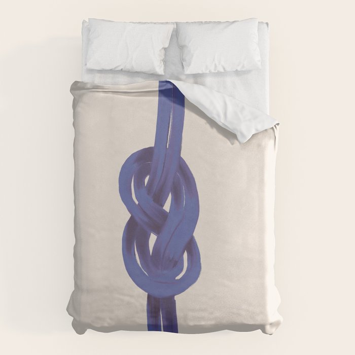 Minimalist Knot Art in Rich Blue Tones Elegant Abstract Illustration Duvet Cover Gallery Image 1