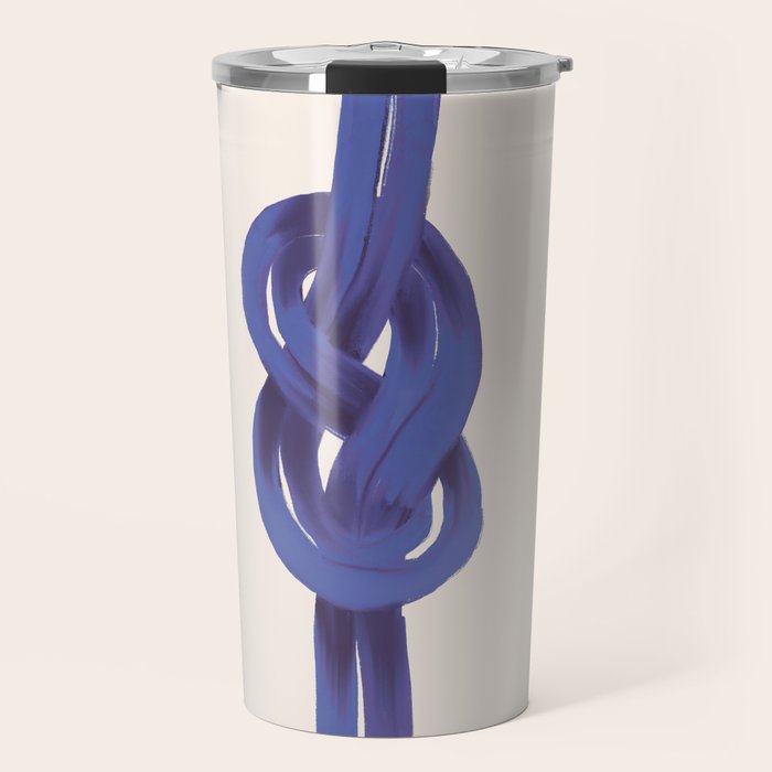 Minimalist Knot Art in Rich Blue Tones Elegant Abstract Illustration Travel Mug Gallery Image 1