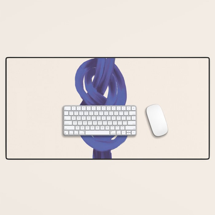Minimalist Knot Art in Rich Blue Tones Elegant Abstract Illustration Desk Mat Gallery Image 1
