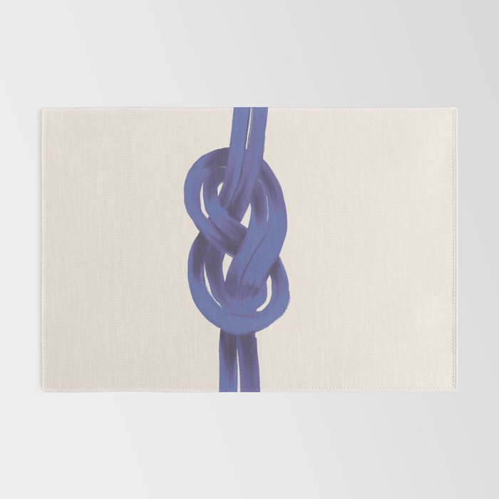 Minimalist Knot Art in Rich Blue Tones Elegant Abstract Illustration Rug Gallery Image 2