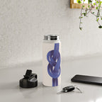 Minimalist Knot Art in Rich Blue Tones Elegant Abstract Illustration Water Bottle Gallery Image 4