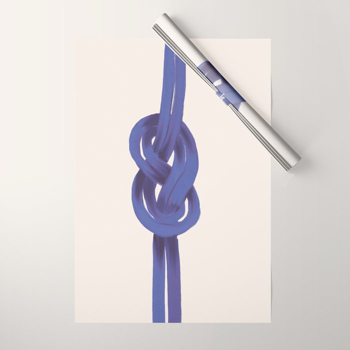 Minimalist Knot Art in Rich Blue Tones Elegant Abstract Illustration Wrapping Paper Gallery Image 1