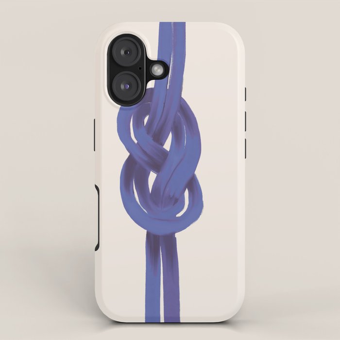 Minimalist Knot Art in Rich Blue Tones Elegant Abstract Illustration iPhone Case Gallery Image 1
