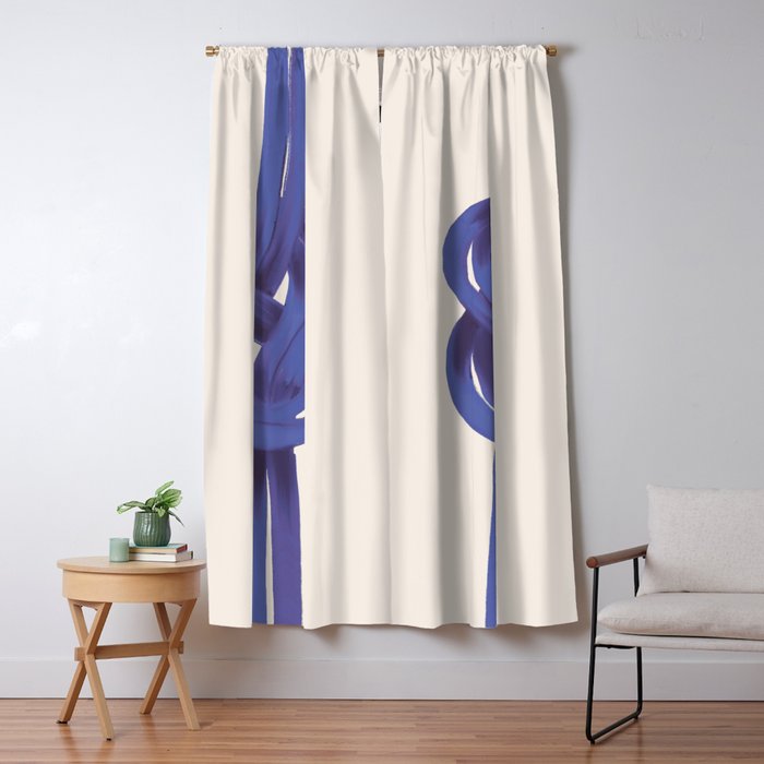 Minimalist Knot Art in Rich Blue Tones Elegant Abstract Illustration Window Curtain Gallery Image 5
