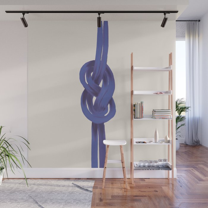 Minimalist Knot Art in Rich Blue Tones Elegant Abstract Illustration Wall Mural Gallery Image 1