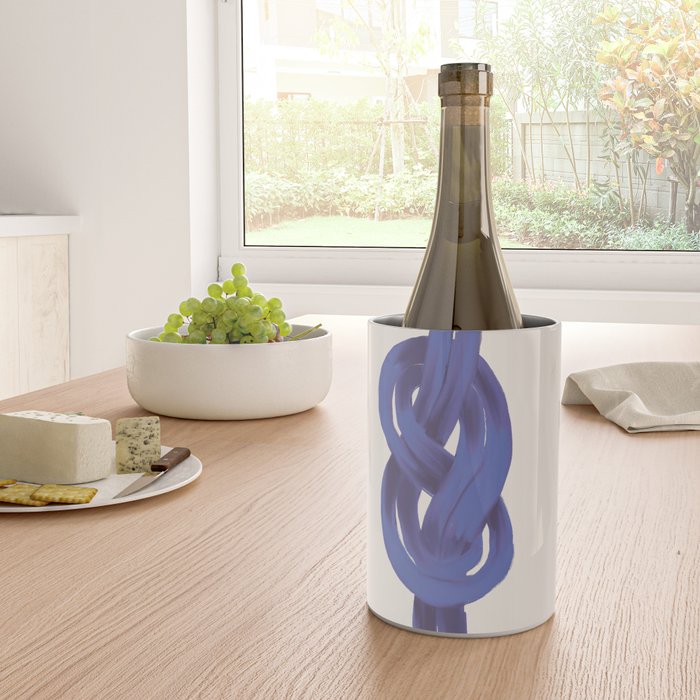 Minimalist Knot Art in Rich Blue Tones Elegant Abstract Illustration Wine Chiller Gallery Image 4