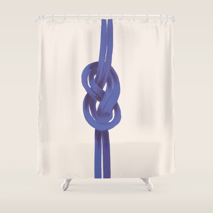 Minimalist Knot Art in Rich Blue Tones Elegant Abstract Illustration Shower Curtain Gallery Image 1