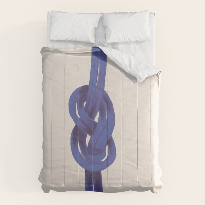 Minimalist Knot Art in Rich Blue Tones Elegant Abstract Illustration Comforter Gallery Image 6
