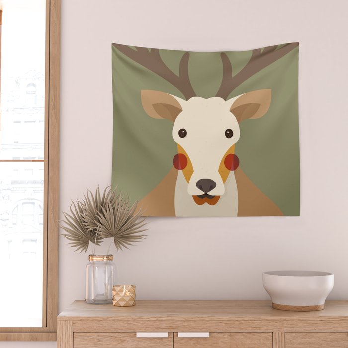 Red Deer Animal Portrait Wall Tapestry Gallery Image 2