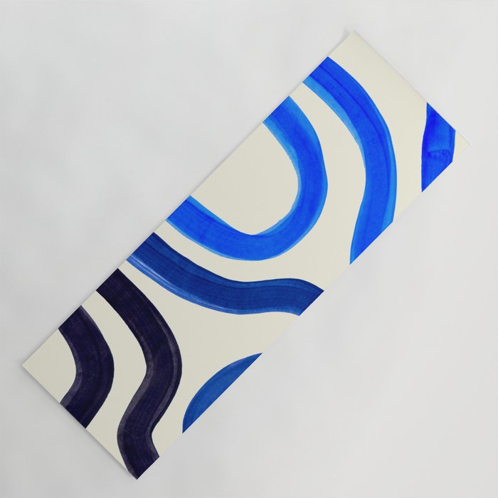 Electric Blues Fun Colorful Mid Century Modern Abstract Painting Shapes Pattern Yoga Mat Gallery Image 1