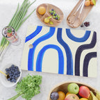 Electric Blues Fun Colorful Mid Century Modern Abstract Painting Shapes Pattern Cutting Board Gallery Image 2